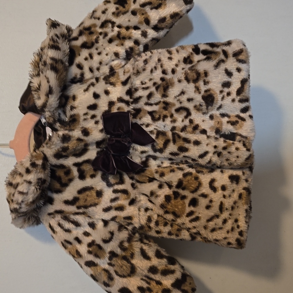 Chic Leopard Print Faux Fur Kids Jacket